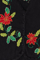 Vintage Black Studio Joy Poinsettias Ugly Christmas Vest (1990s)