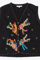 Vintage Black Mercer Street Studio Reindeer Ugly Christmas Vest (1990s)