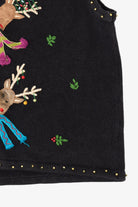 Vintage Black Mercer Street Studio Reindeer Ugly Christmas Vest (1990s)