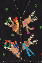 Vintage Black Mercer Street Studio Reindeer Ugly Christmas Vest (1990s)