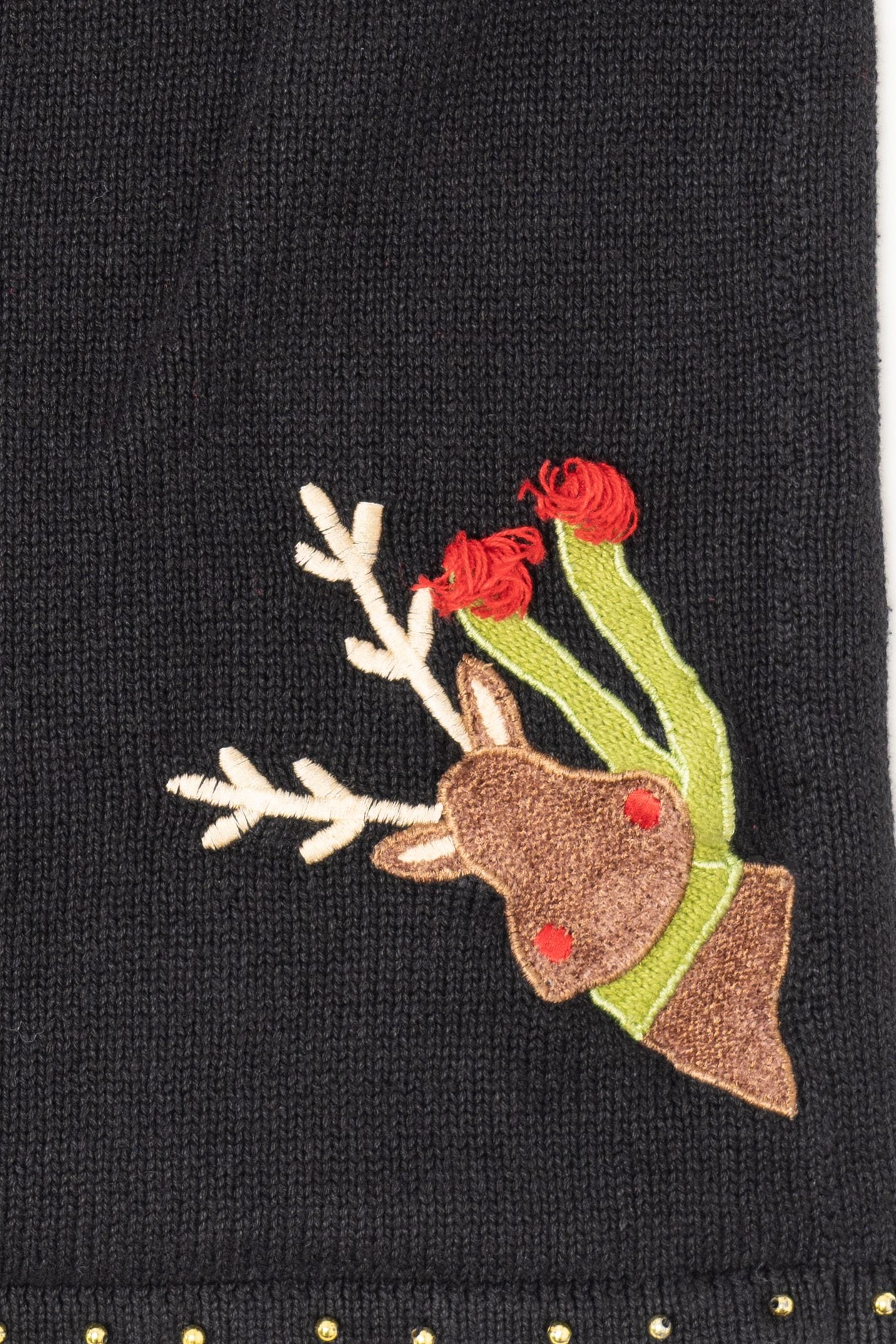 Vintage Black Mercer Street Studio Reindeer Ugly Christmas Vest (1990s)