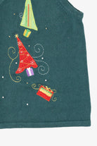 Vintage Green Trees And Presents Ugly Christmas Vest (2000s)