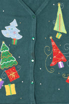Vintage Green Trees And Presents Ugly Christmas Vest (2000s)