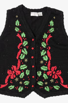 Vintage Black Arriviste Holly Ugly Christmas Vest (1990s)