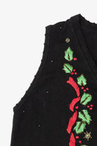 Vintage Black Arriviste Holly Ugly Christmas Vest (1990s)