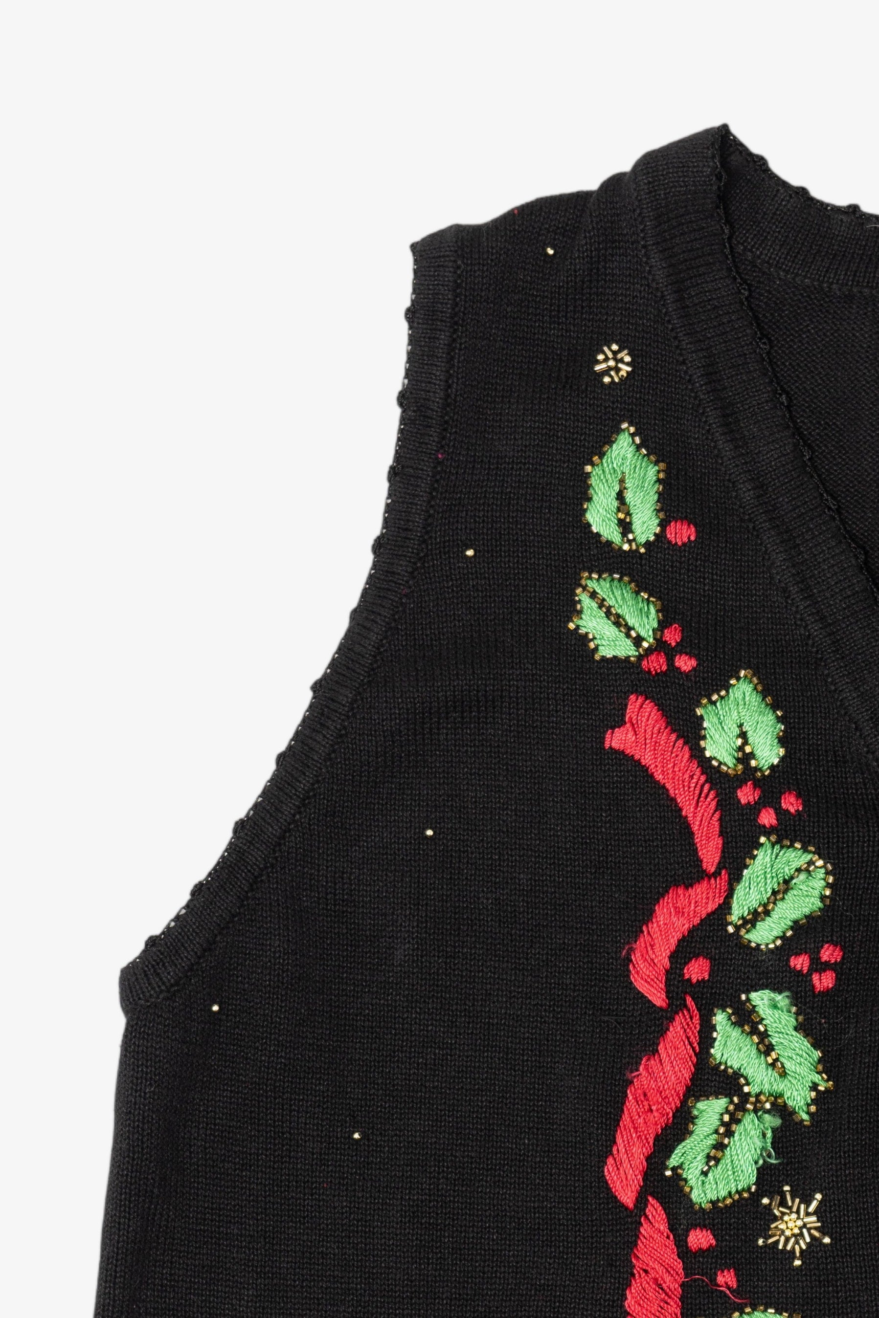Vintage Black Arriviste Holly Ugly Christmas Vest (1990s)