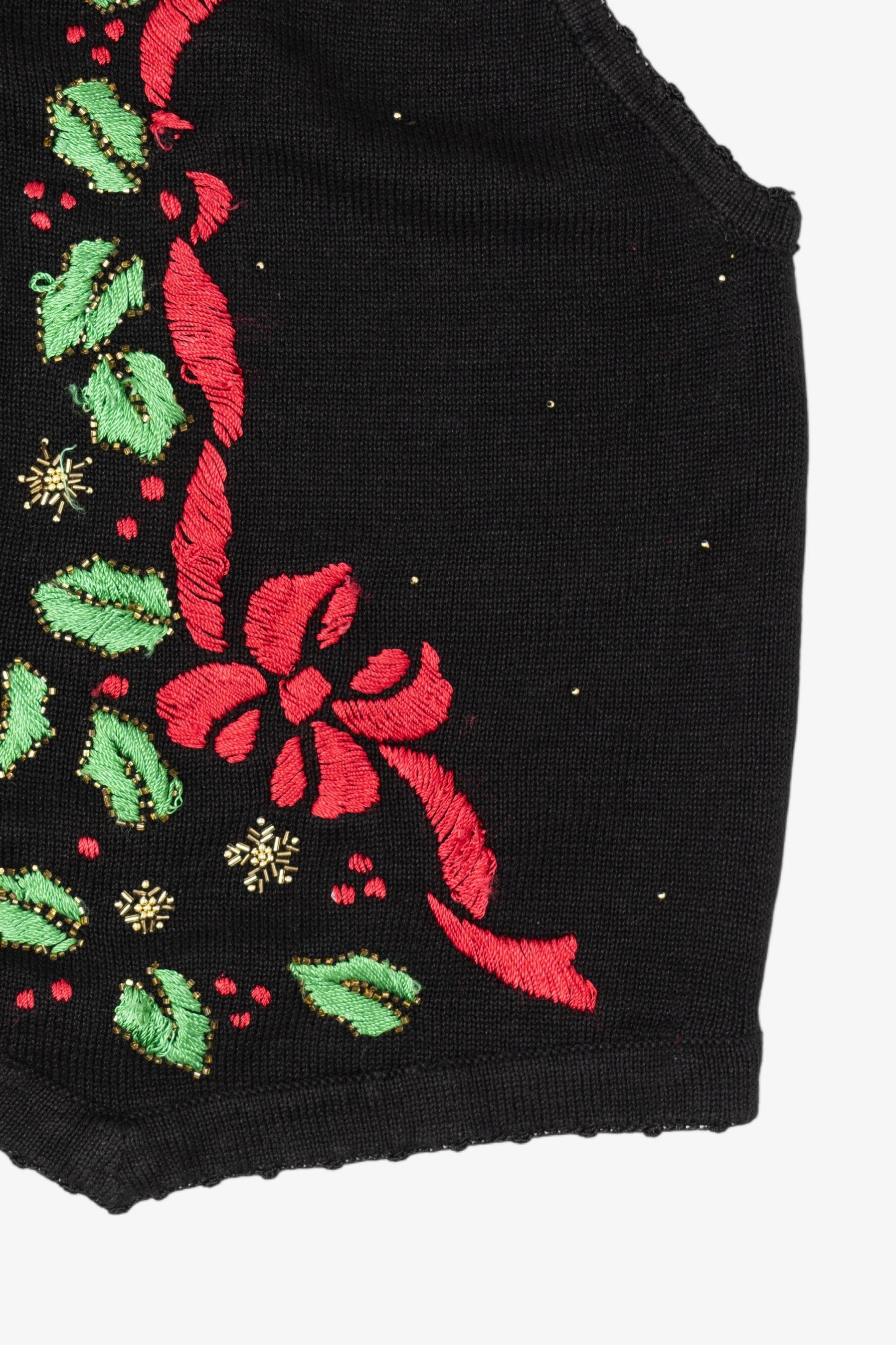 Vintage Black Arriviste Holly Ugly Christmas Vest (1990s)