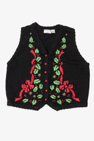 Vintage Black Arriviste Holly Ugly Christmas Vest (1990s)