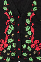 Vintage Black Arriviste Holly Ugly Christmas Vest (1990s)