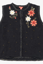 Vintage Black Merry & Bright Flowers Ugly Christmas Vest (2000s)