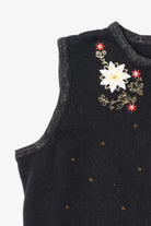 Vintage Black Merry & Bright Flowers Ugly Christmas Vest (2000s)