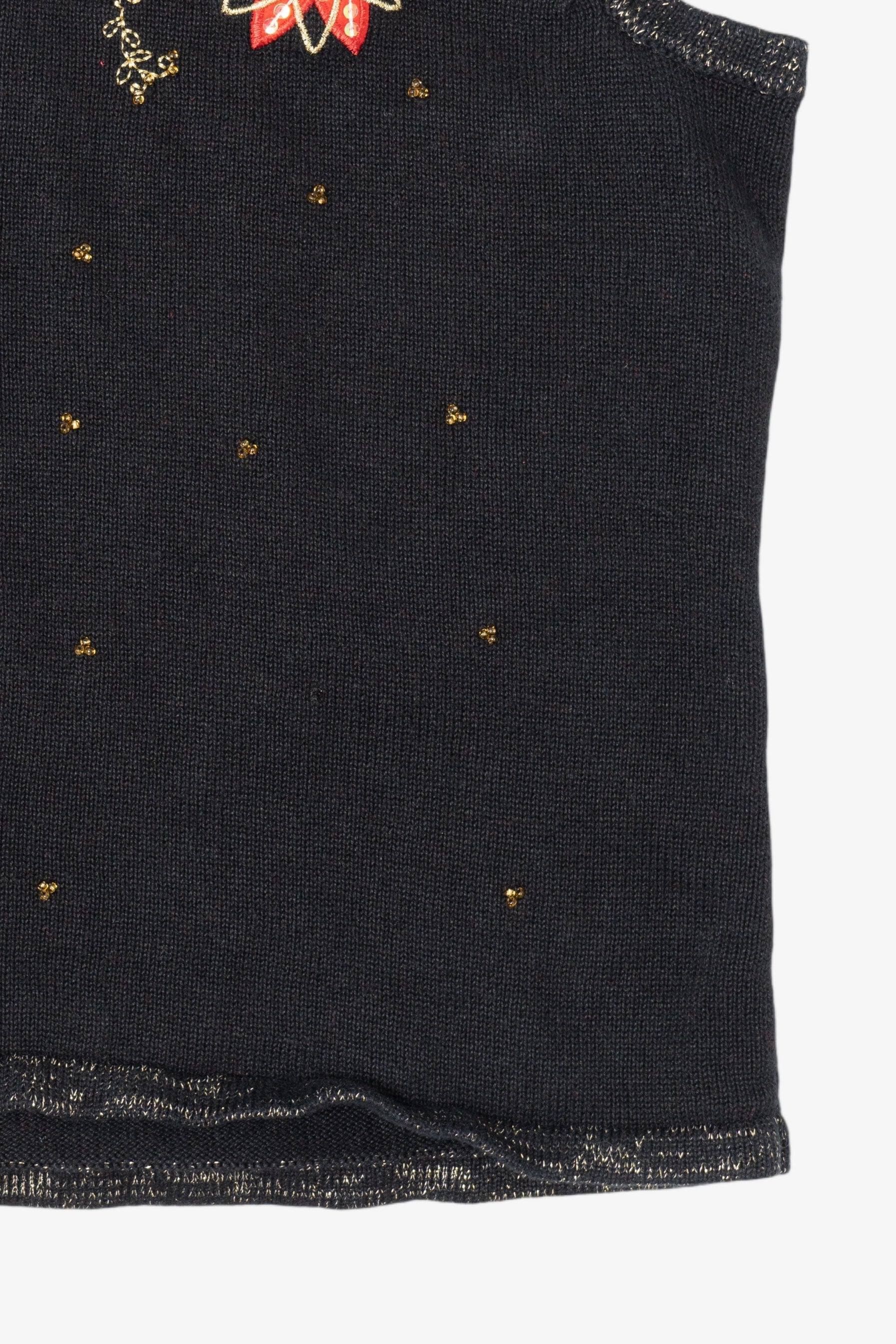 Vintage Black Merry & Bright Flowers Ugly Christmas Vest (2000s)