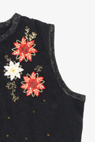 Vintage Black Merry & Bright Flowers Ugly Christmas Vest (2000s)