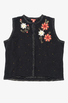 Vintage Black Merry & Bright Flowers Ugly Christmas Vest (2000s)