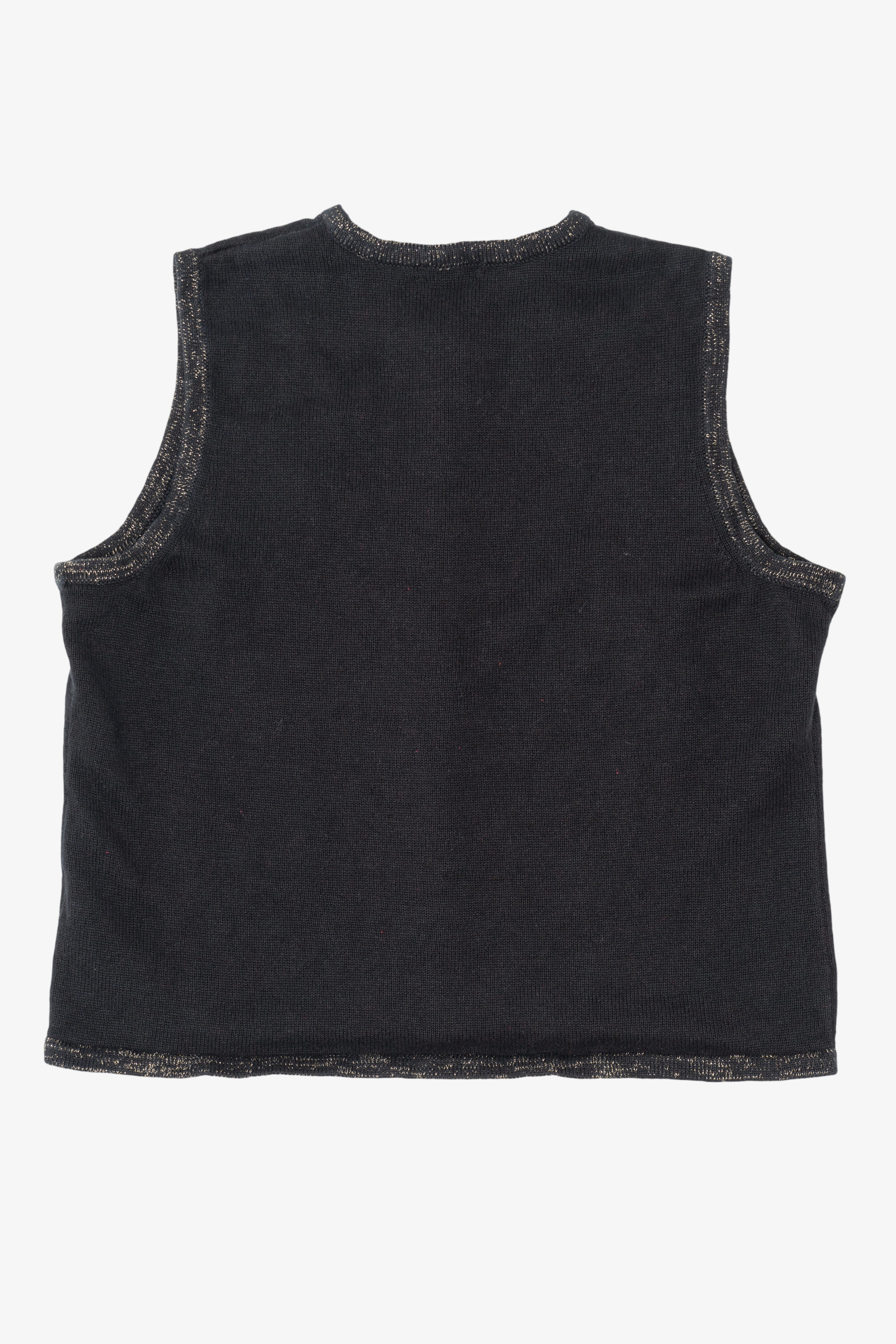 Vintage Black Merry & Bright Flowers Ugly Christmas Vest (2000s)