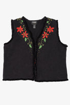 Vintage Black Studio Joy Poinsettias Ugly Christmas Vest (1990s)