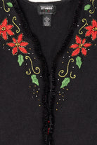 Vintage Black Studio Joy Poinsettias Ugly Christmas Vest (1990s)