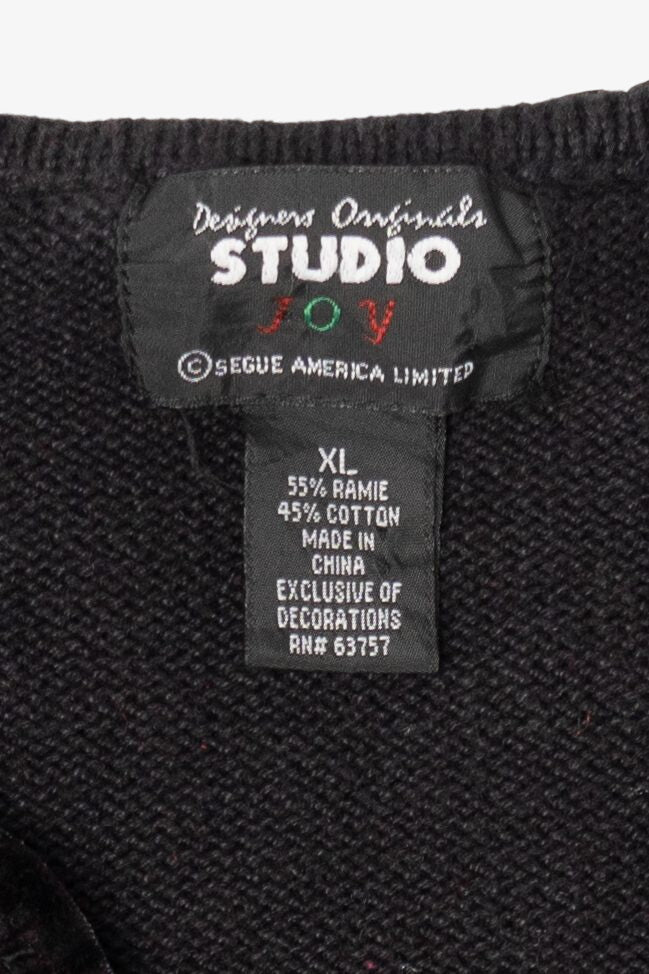 Vintage Black Studio Joy Poinsettias Ugly Christmas Vest (1990s)