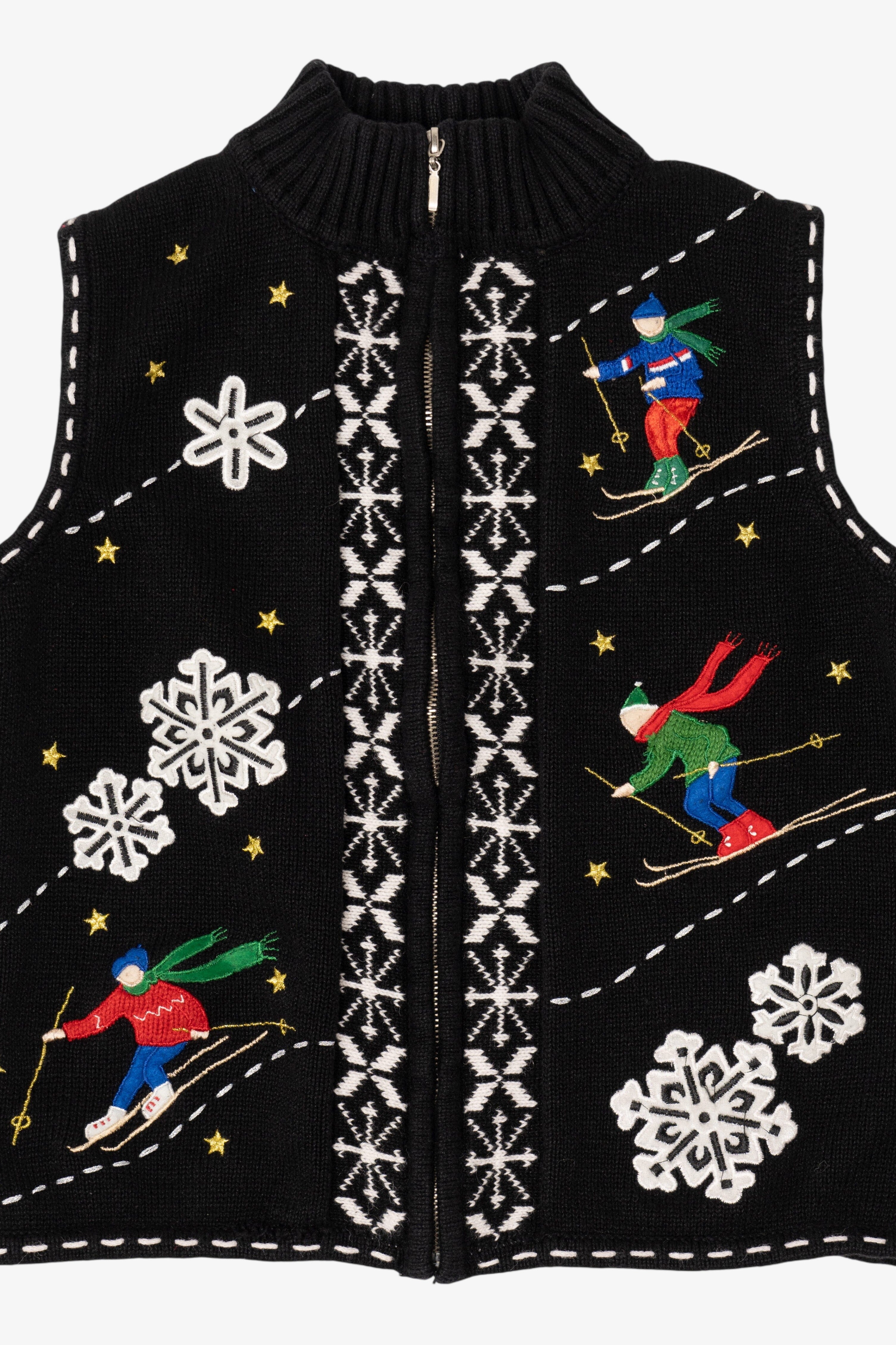 Vintage Black Studio Joy Skiing Ugly Christmas Vest (1990s)