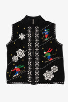 Vintage Black Studio Joy Skiing Ugly Christmas Vest (1990s)
