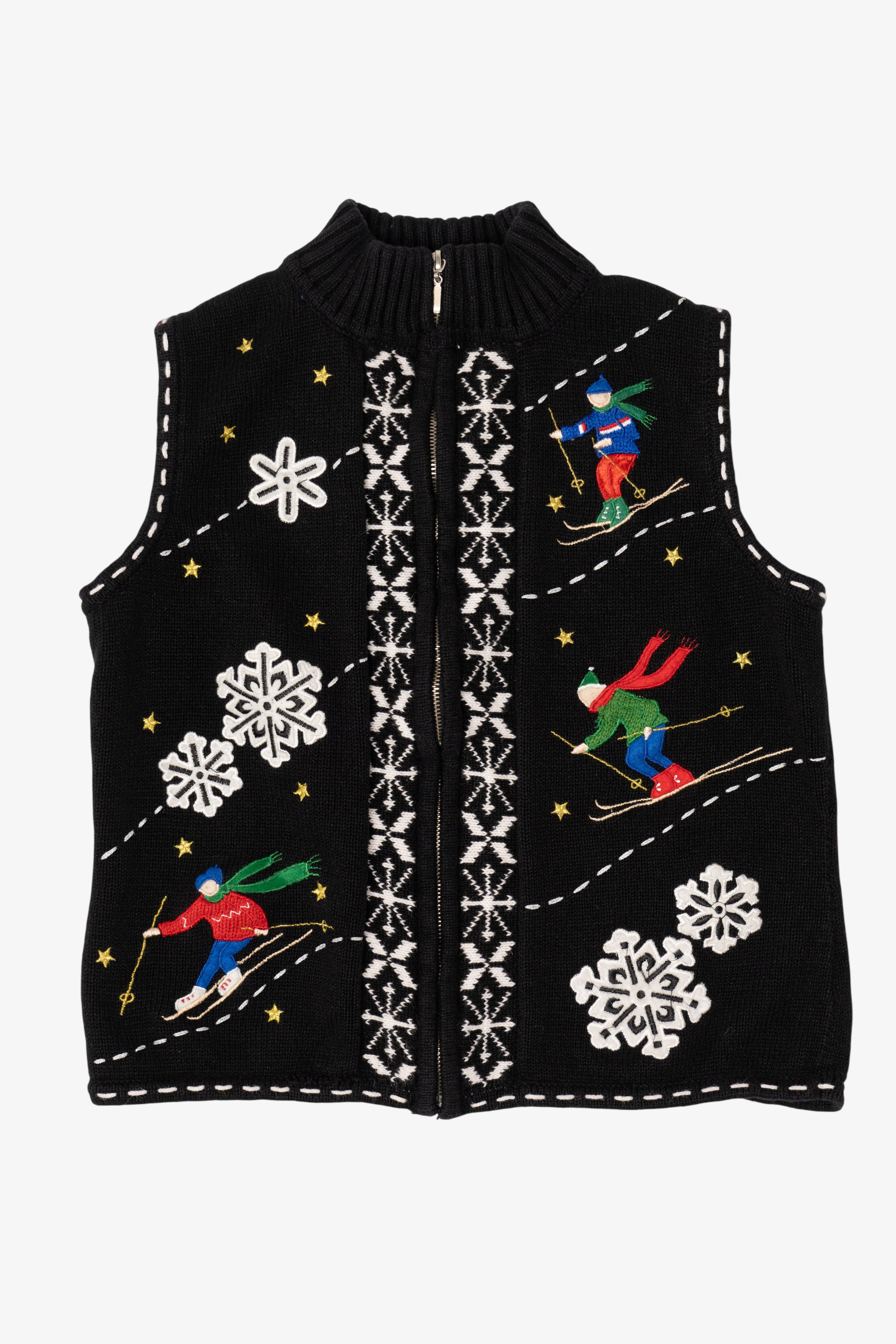 Vintage Black Studio Joy Skiing Ugly Christmas Vest (1990s)