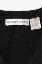 Vintage Black Victoria Jones Poinsettias Ugly Christmas Vest (1990s)