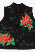 Vintage Black Cardinals And Poinsettias Ugly Christmas Vest (2000s)