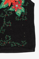 Vintage Black Cardinals And Poinsettias Ugly Christmas Vest (2000s)