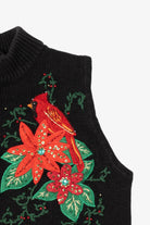 Vintage Black Cardinals And Poinsettias Ugly Christmas Vest (2000s)