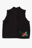 Vintage Black Cardinals And Poinsettias Ugly Christmas Vest (2000s)