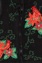 Vintage Black Cardinals And Poinsettias Ugly Christmas Vest (2000s)