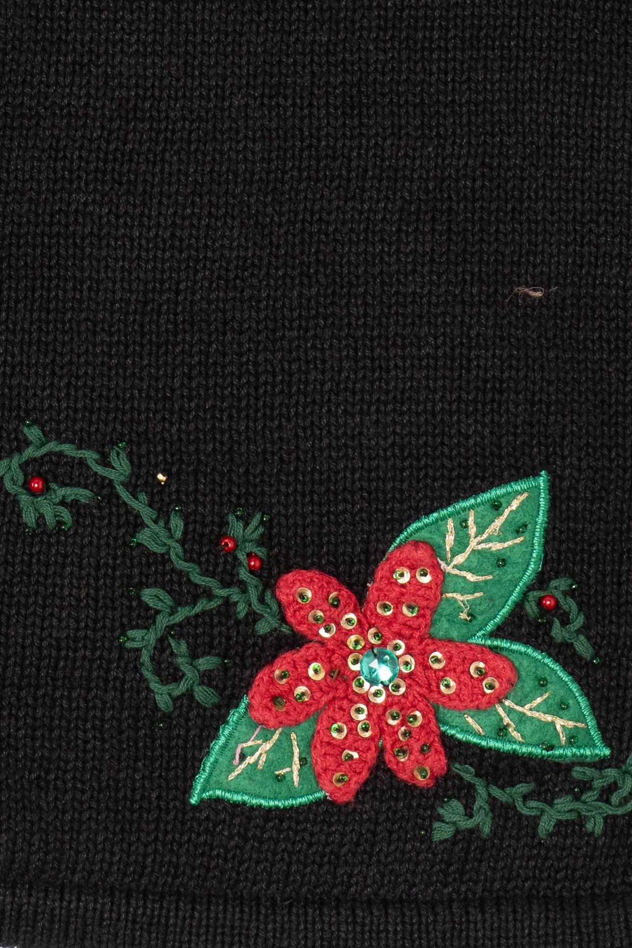 Vintage Black Cardinals And Poinsettias Ugly Christmas Vest (2000s)