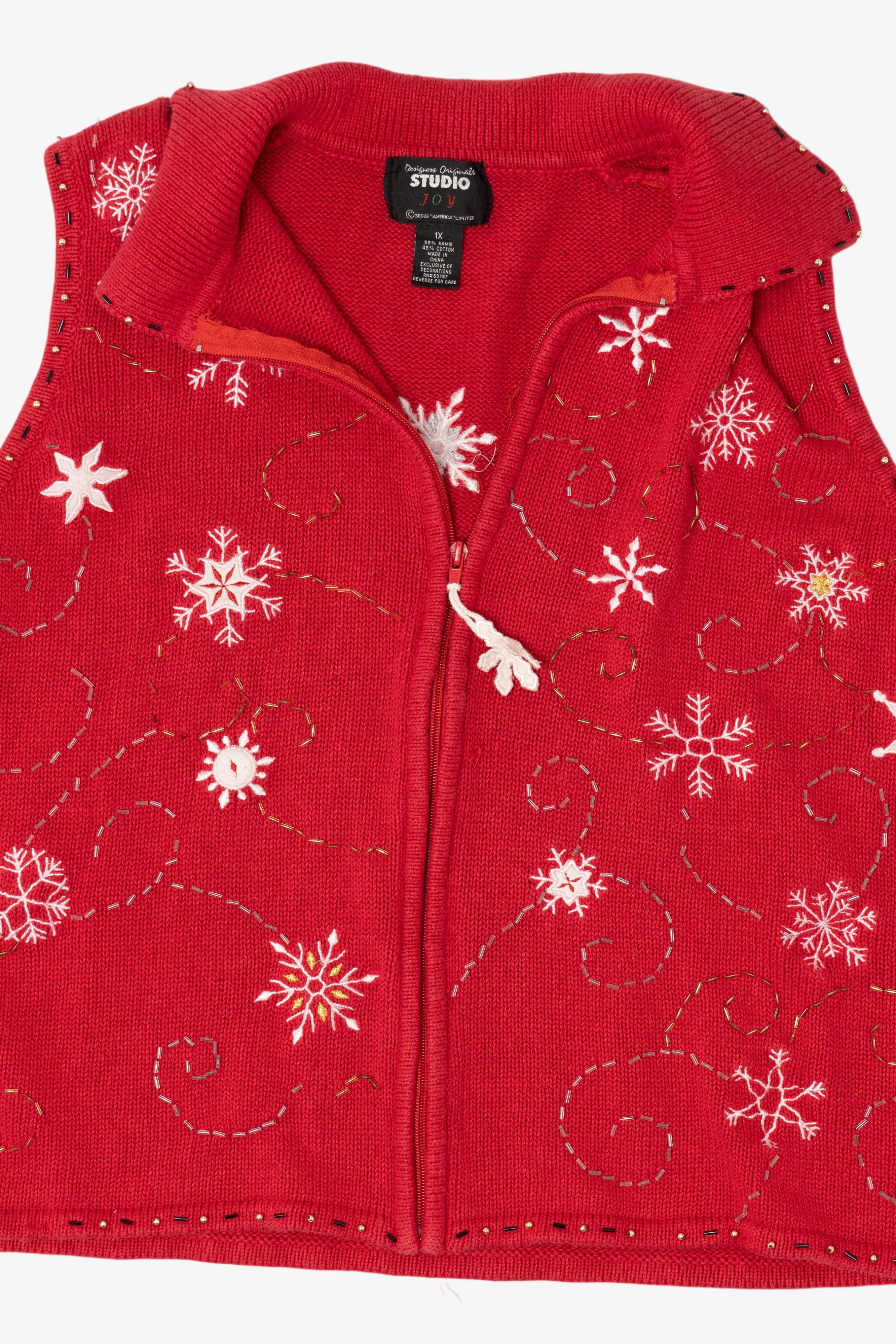 Vintage Red Studio Joy Snowflakes Ugly Christmas Vest (1990s)