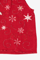 Vintage Red Studio Joy Snowflakes Ugly Christmas Vest (1990s)