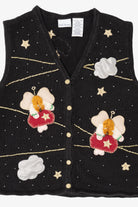 Vintage Black Bobbie Brooks Angels Ugly Christmas Vest (1990s)