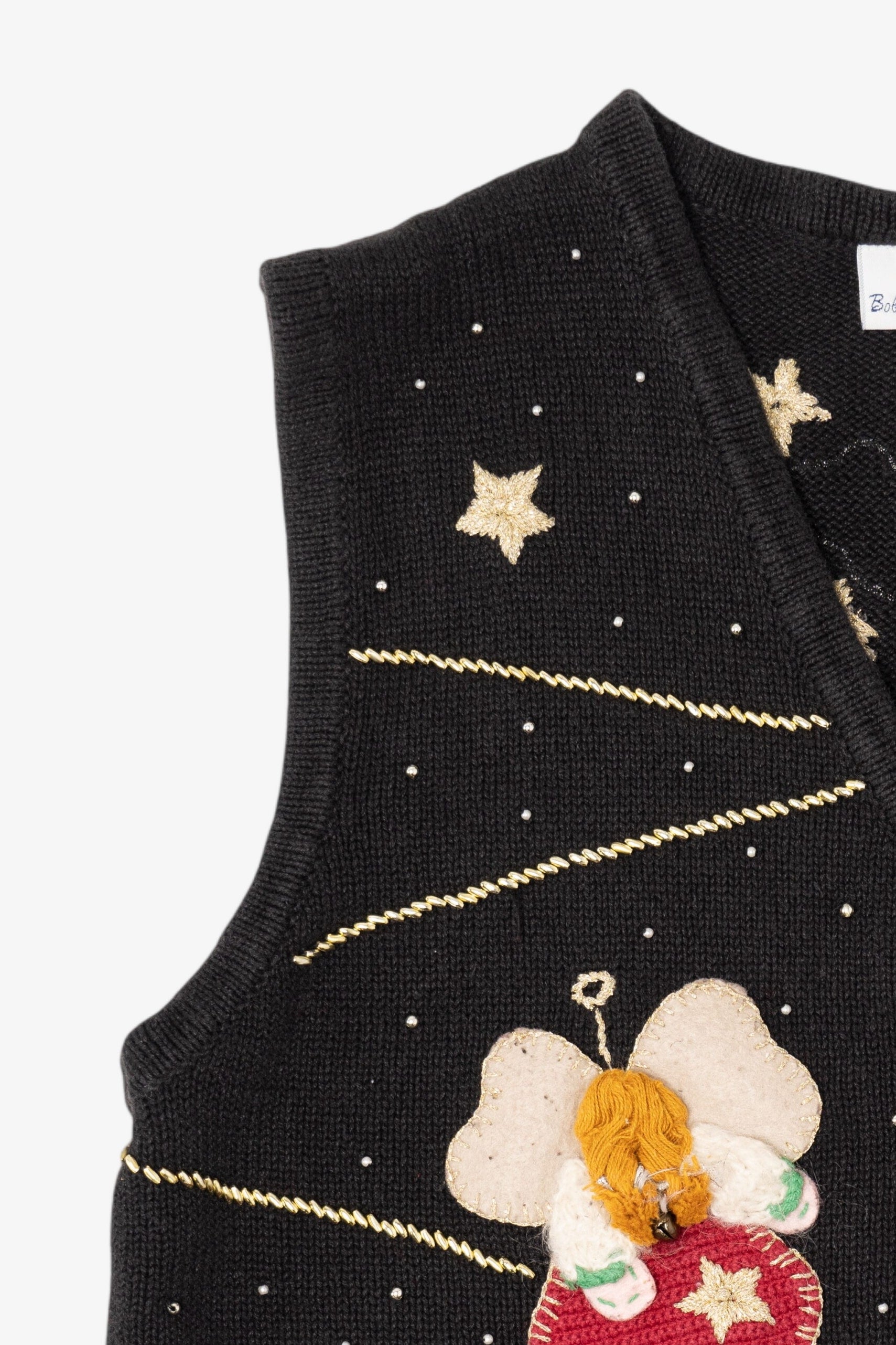 Vintage Black Bobbie Brooks Angels Ugly Christmas Vest (1990s)