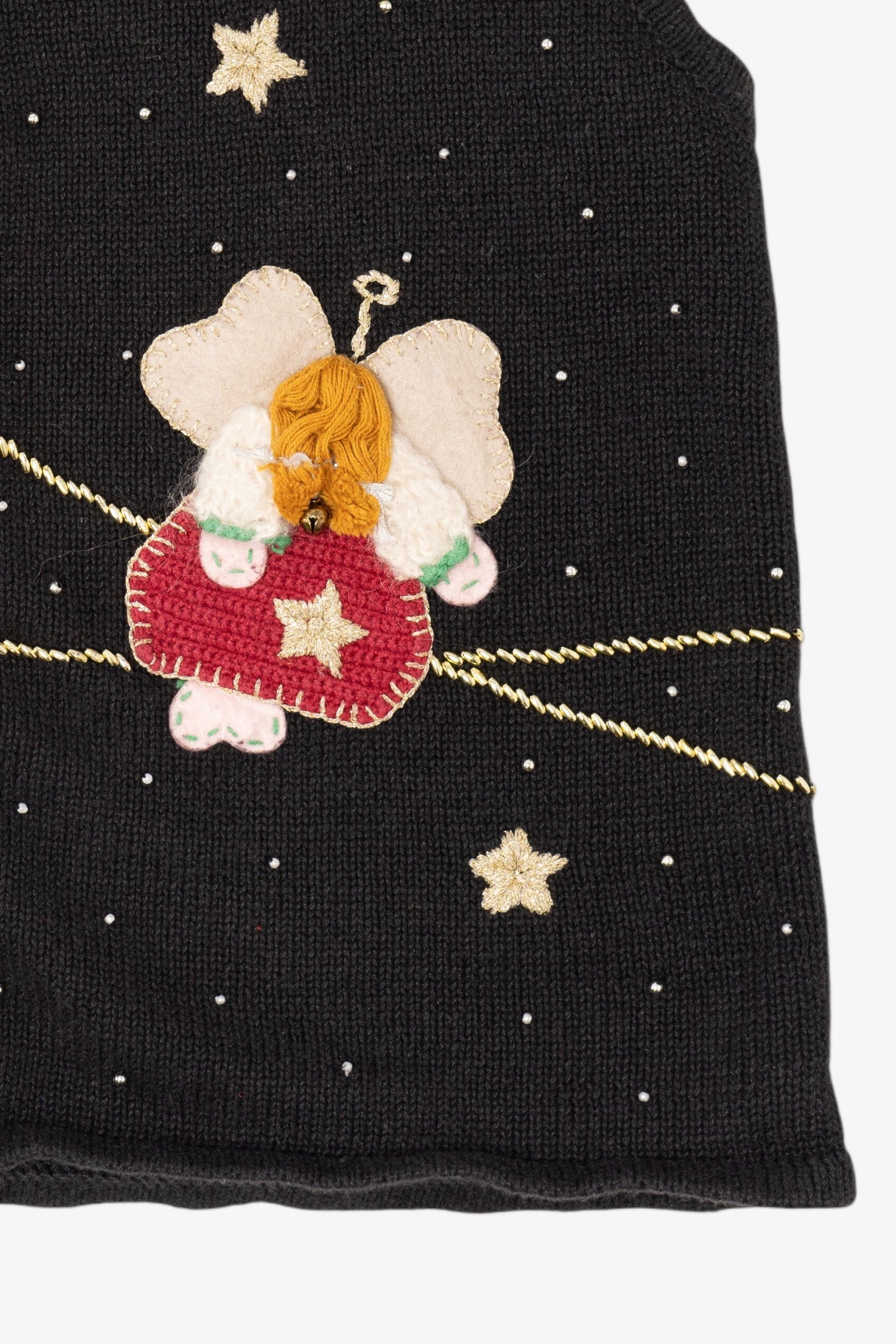 Vintage Black Bobbie Brooks Angels Ugly Christmas Vest (1990s)