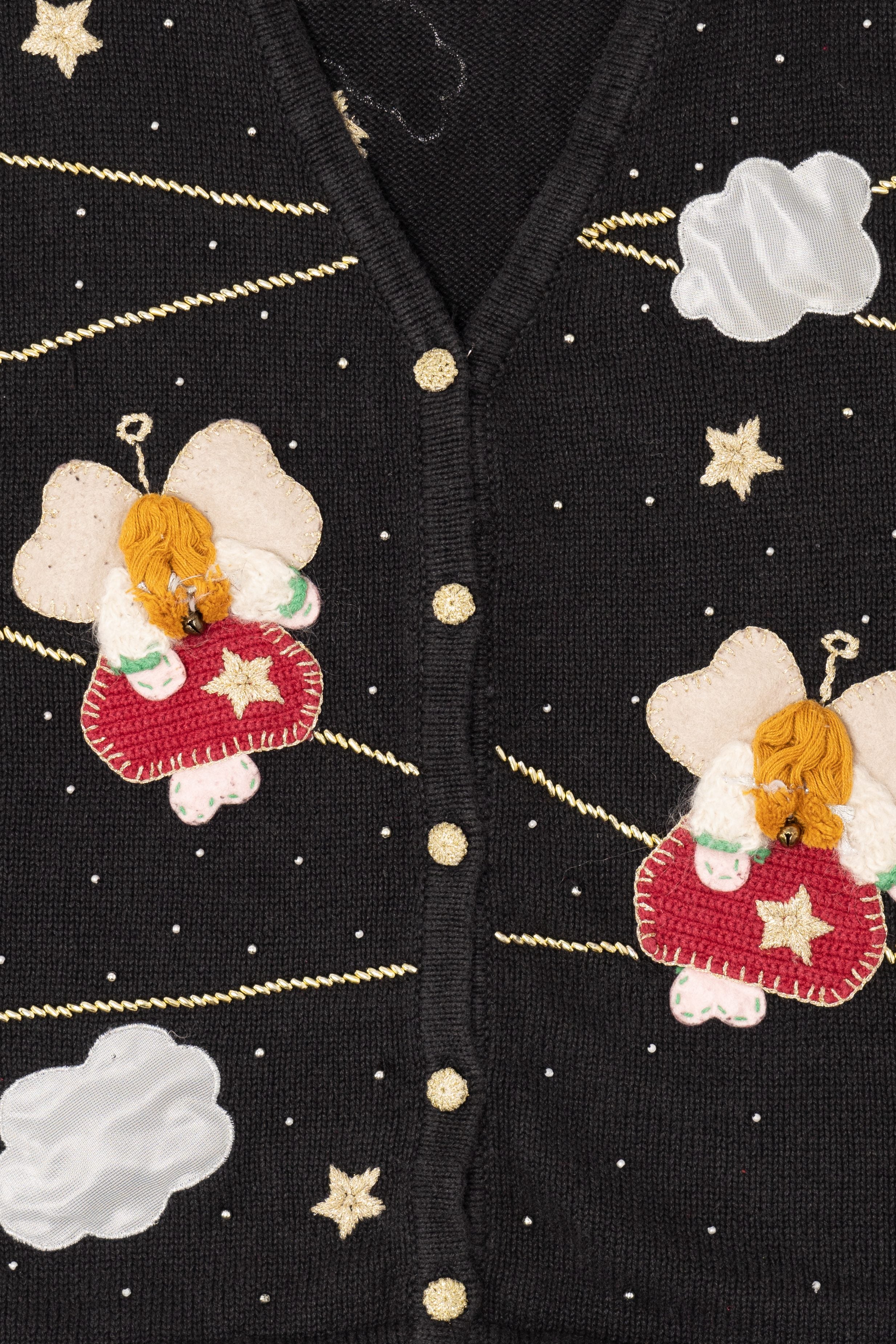 Vintage Black Bobbie Brooks Angels Ugly Christmas Vest (1990s)