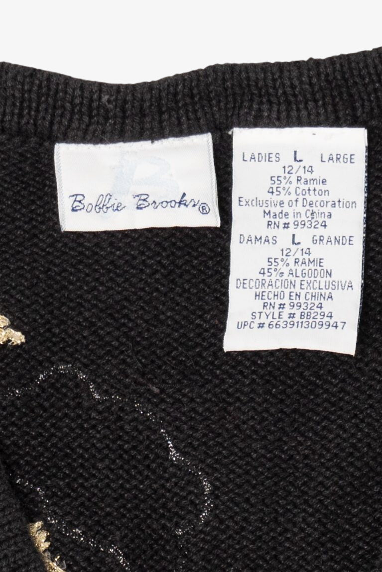 Vintage Black Bobbie Brooks Angels Ugly Christmas Vest (1990s)