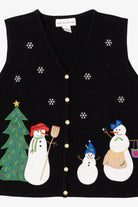Vintage Black Croft & Barrow Snowmen Ugly Christmas Vest (2000s)