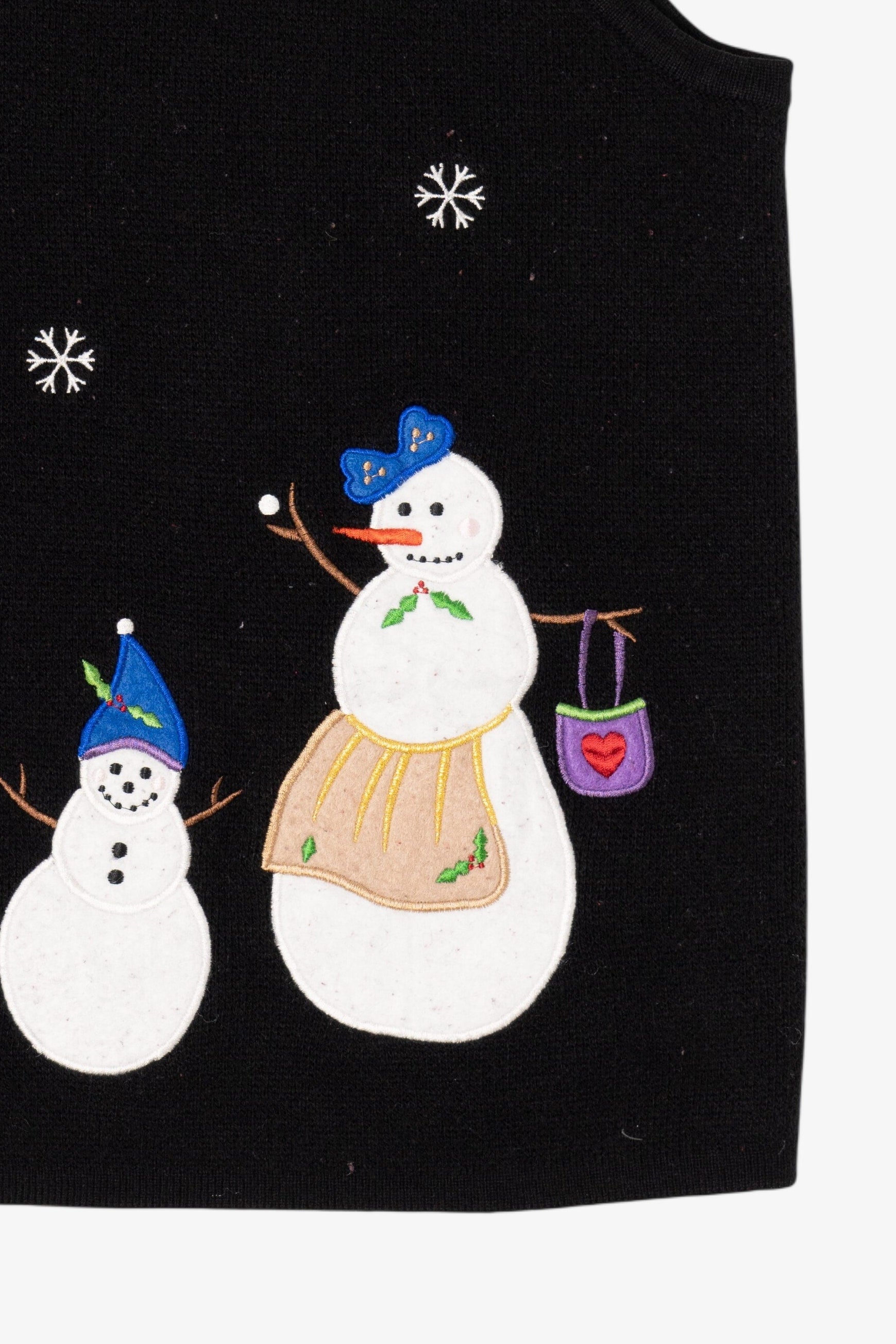 Vintage Black Croft & Barrow Snowmen Ugly Christmas Vest (2000s)