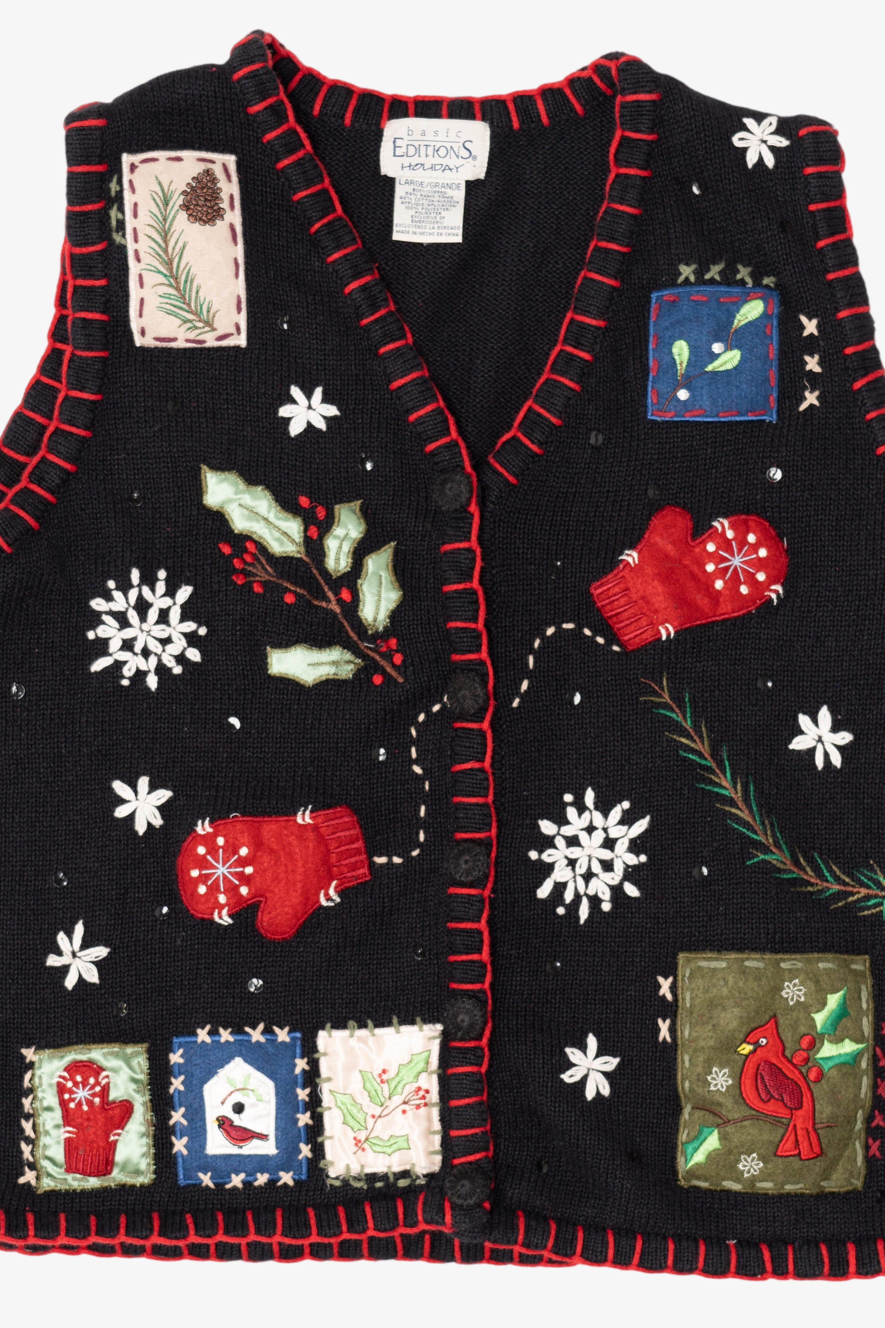 Vintage Black Basic Editions Ugly Christmas Vest (1990s)
