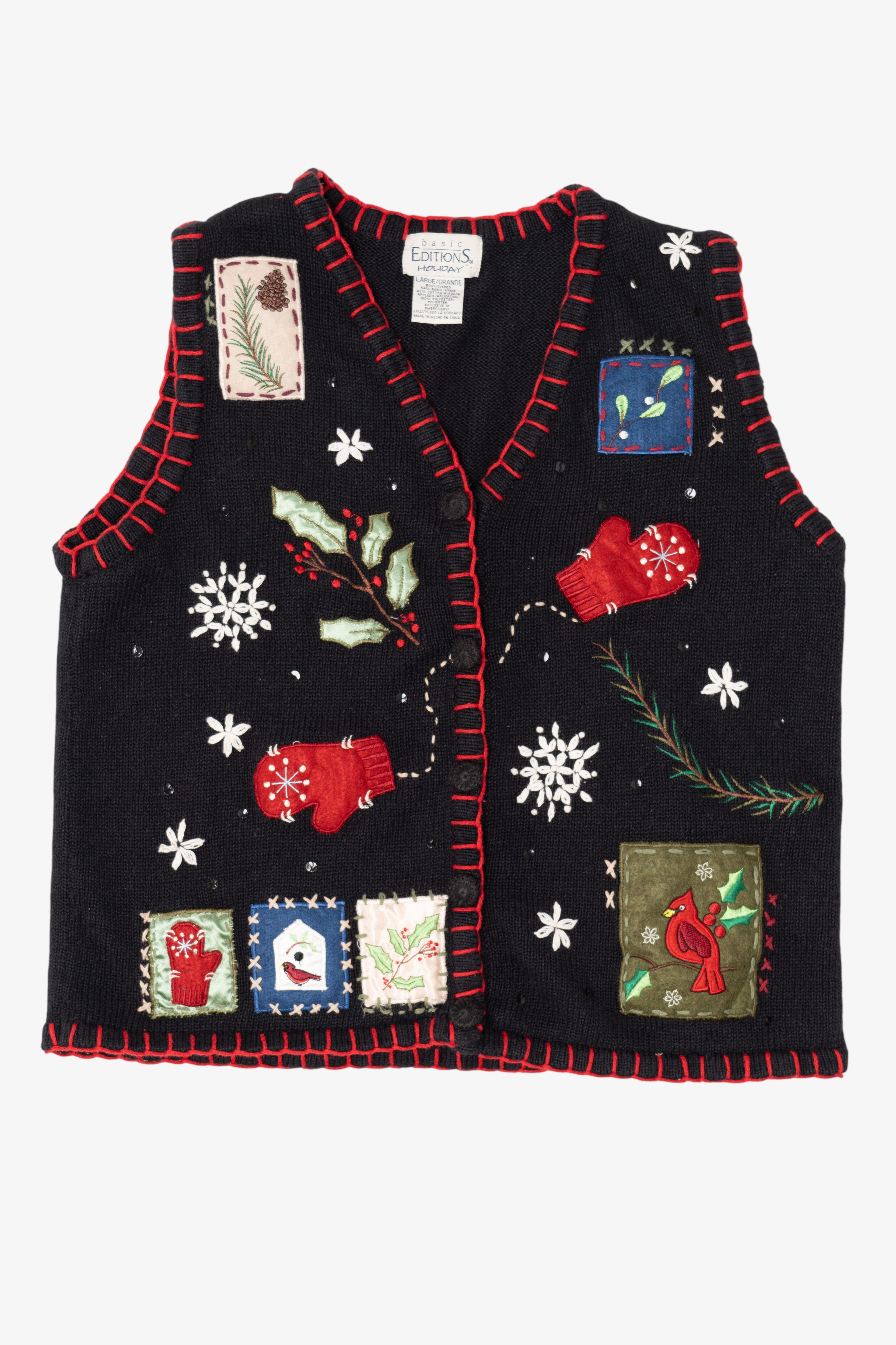 Vintage Black Basic Editions Ugly Christmas Vest (1990s)