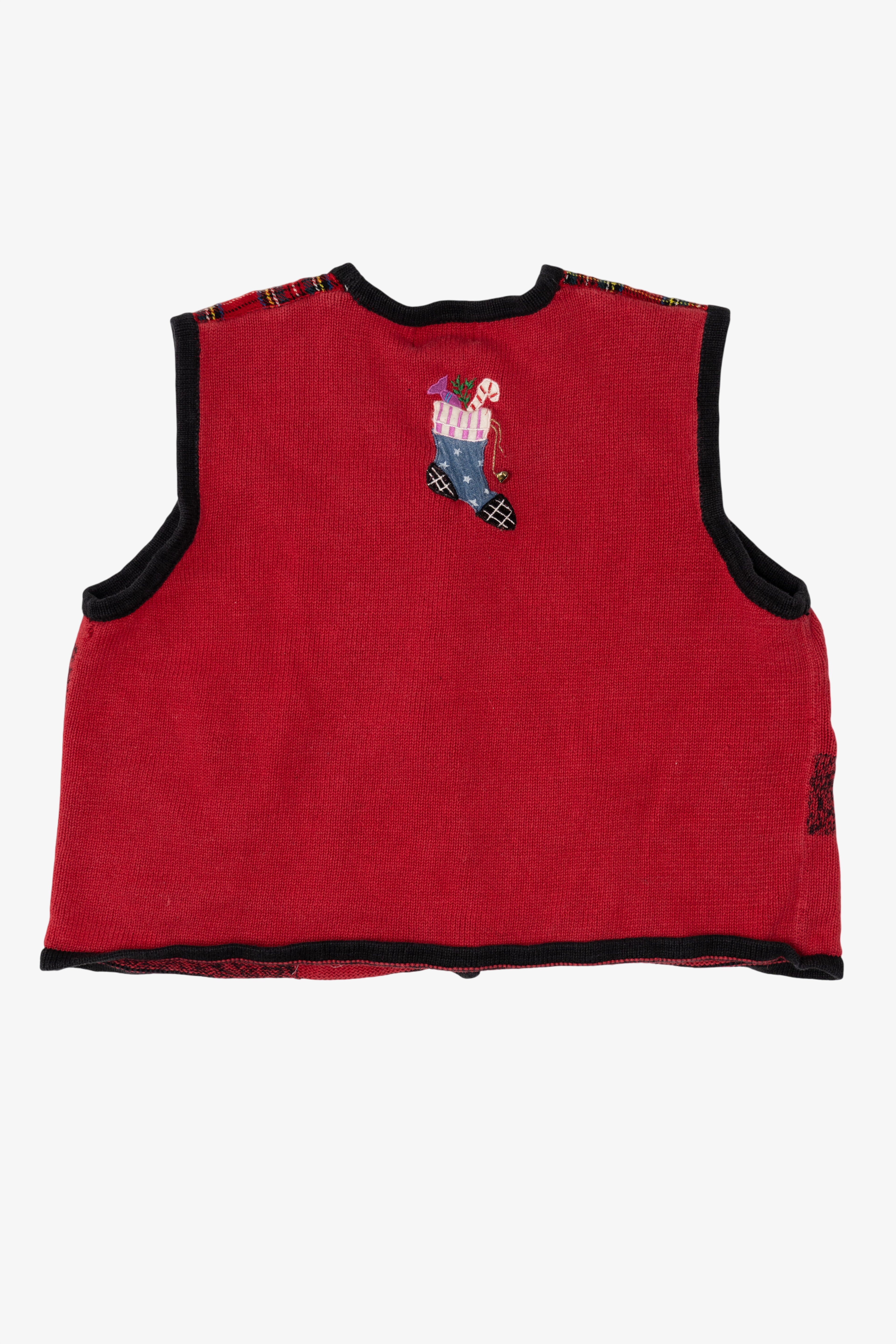 Vintage Red Patches Studio Joy Ugly Christmas Vest (1990s)