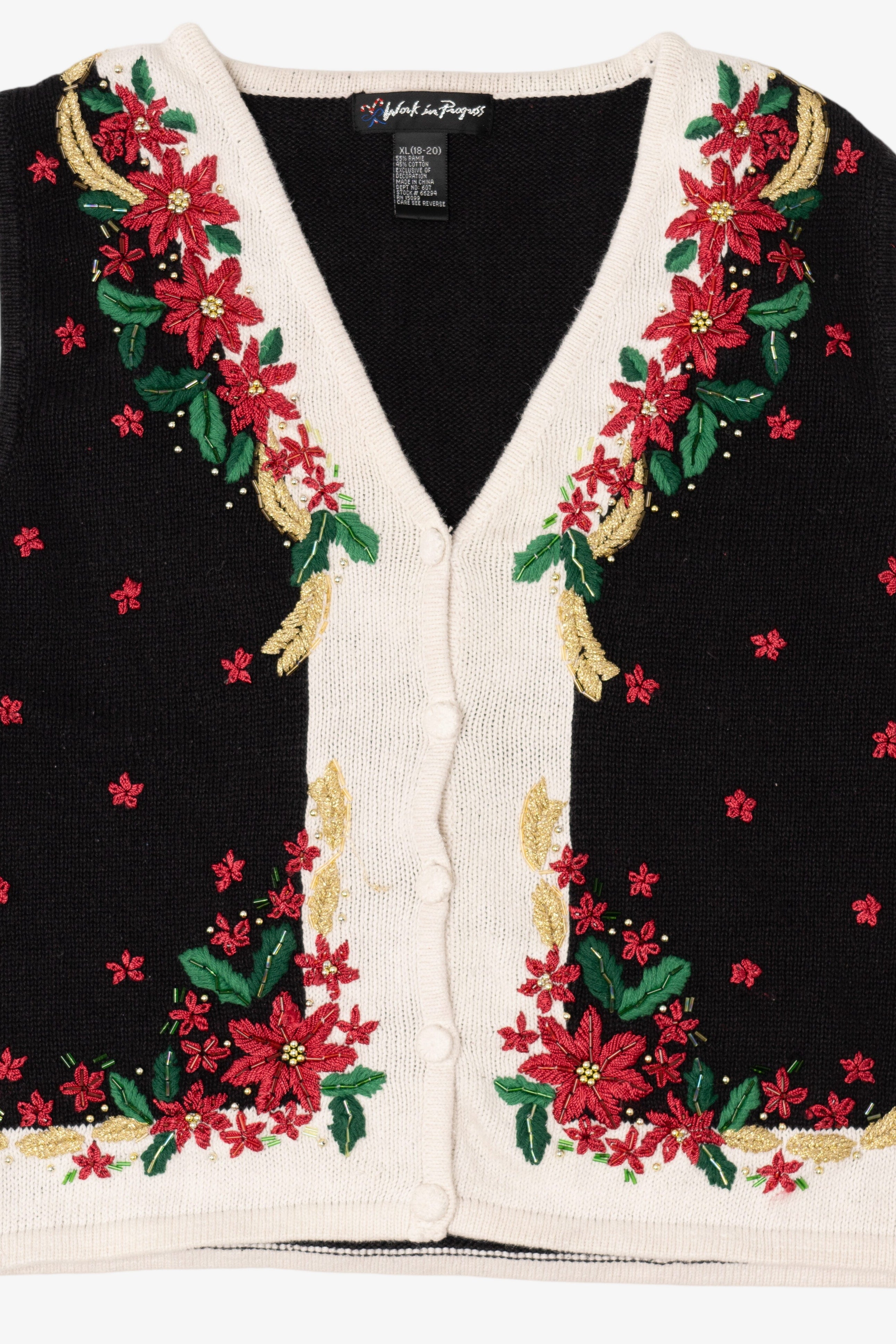 Vintage Black Work in Progress Ugly Christmas Vest (1990s)