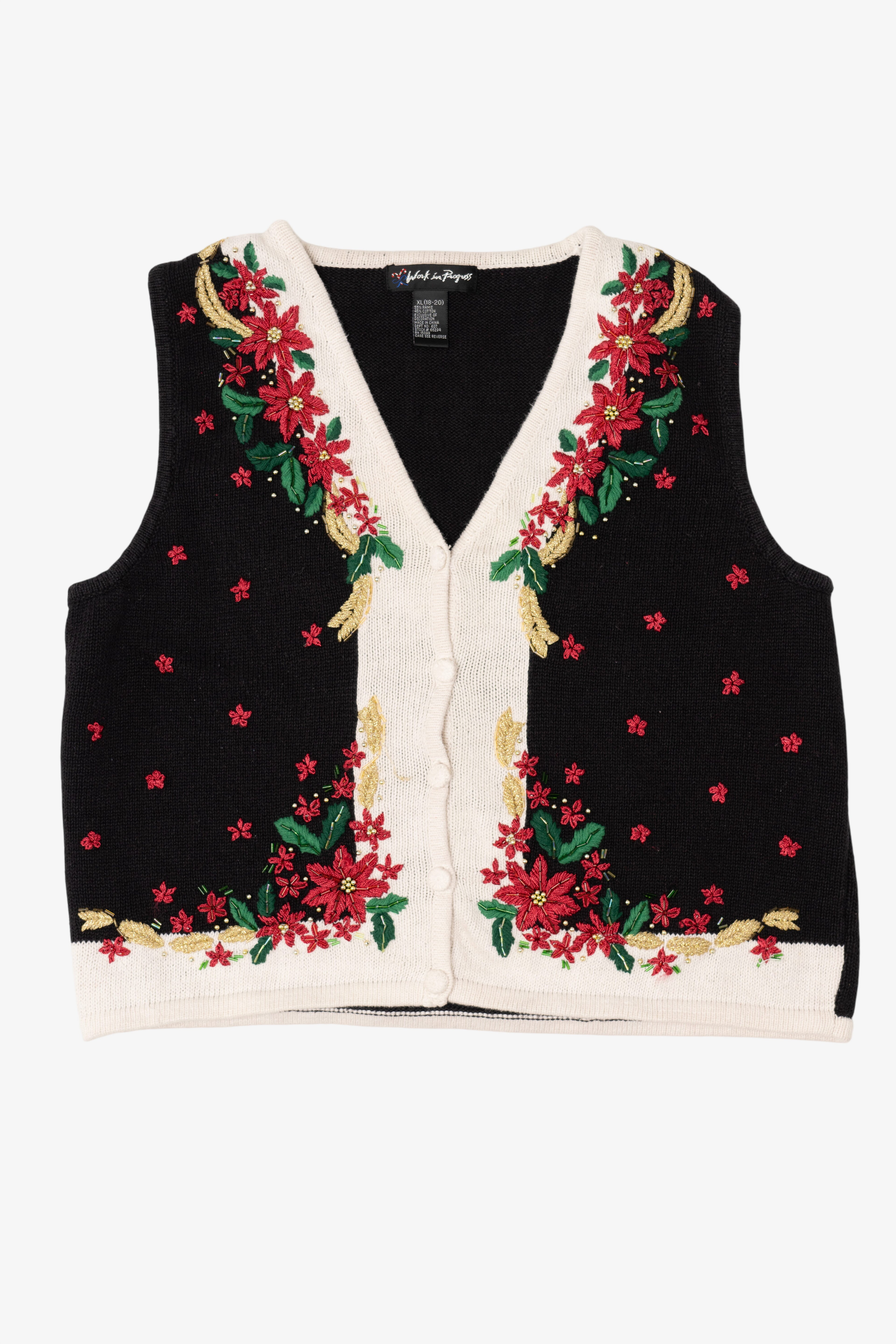 Vintage Black Work in Progress Ugly Christmas Vest (1990s)