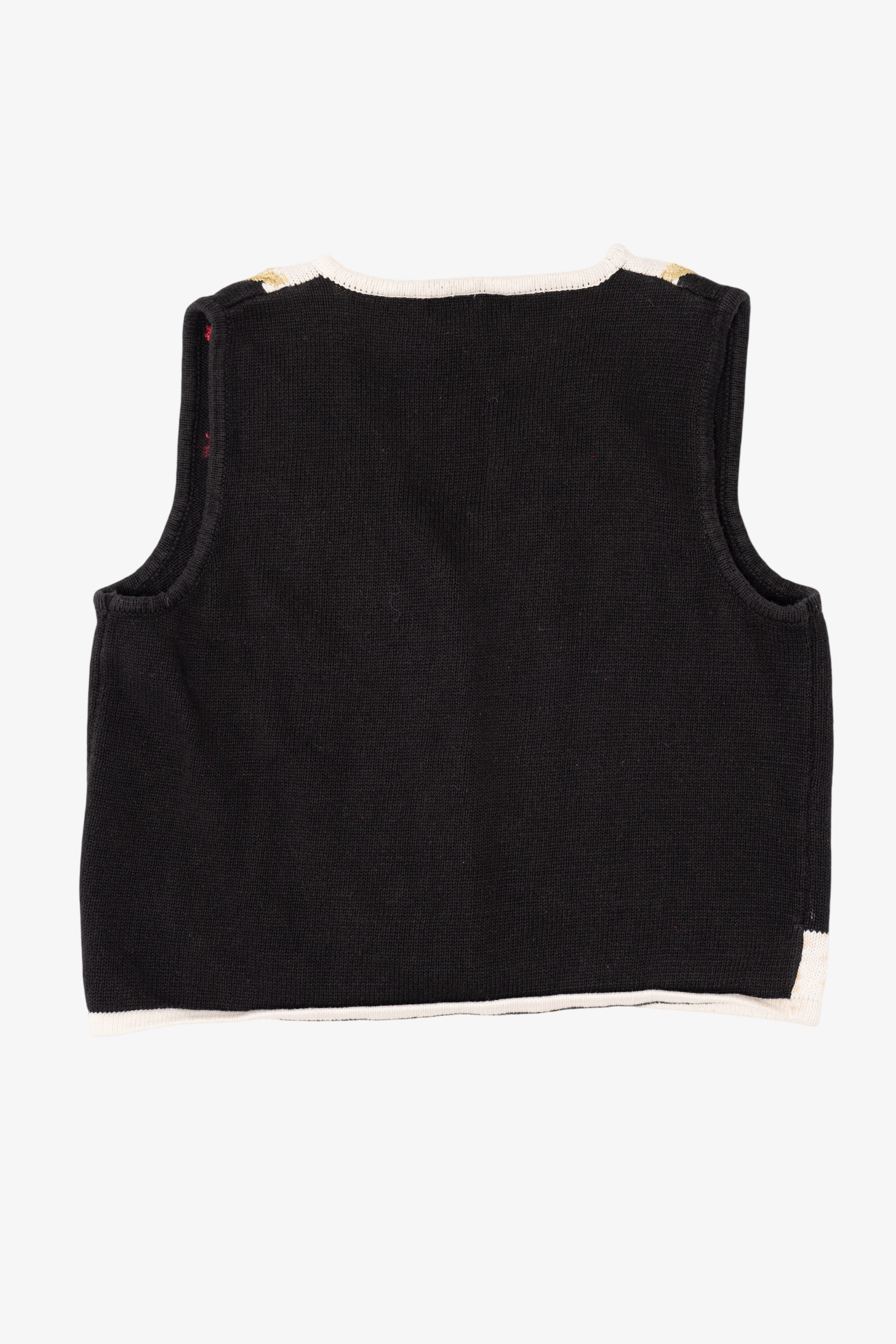 Vintage Black Work in Progress Ugly Christmas Vest (1990s)