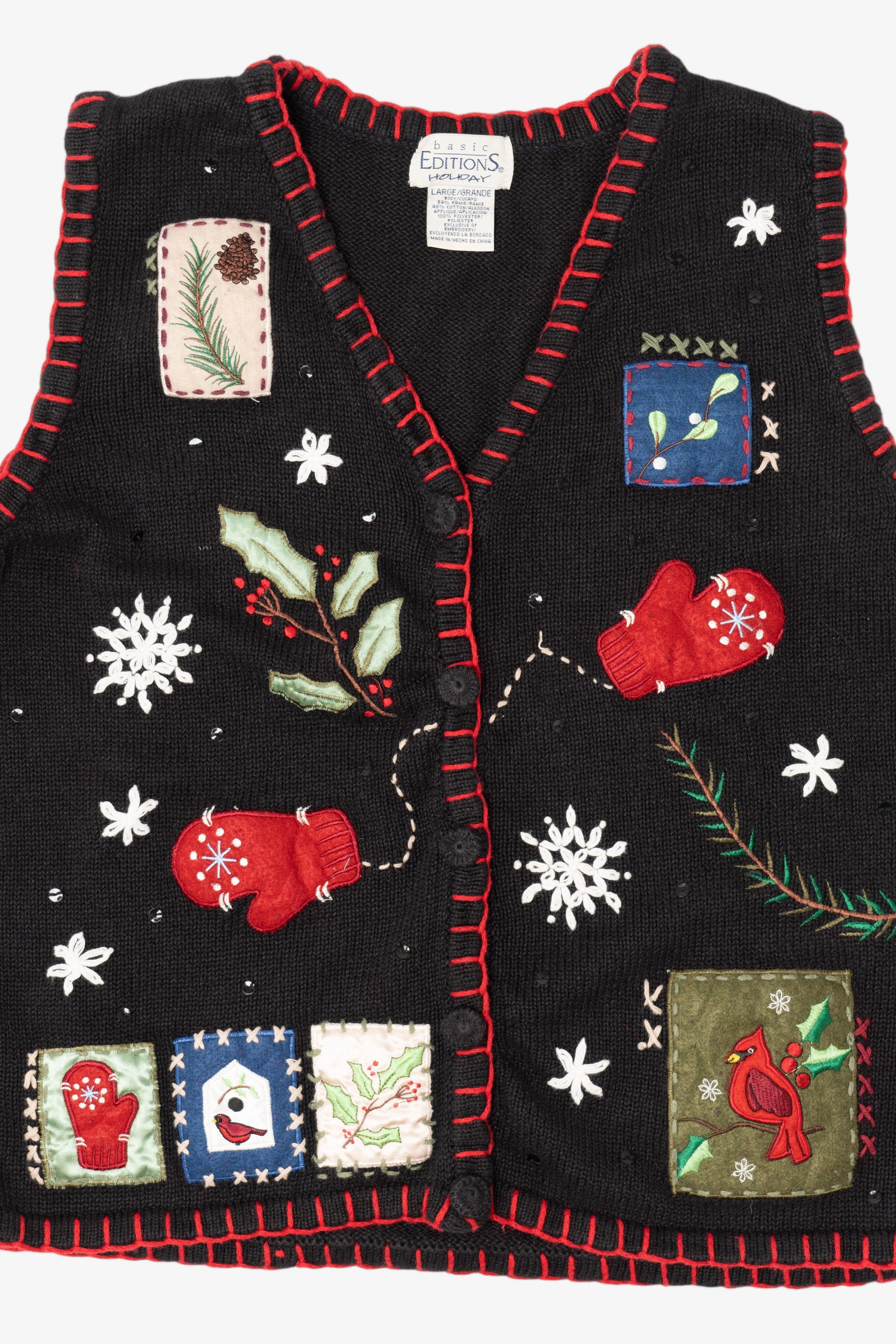 Vintage Black Basic Editions Ugly Christmas Vest (1990s)