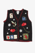 Vintage Black Basic Editions Ugly Christmas Vest (1990s)