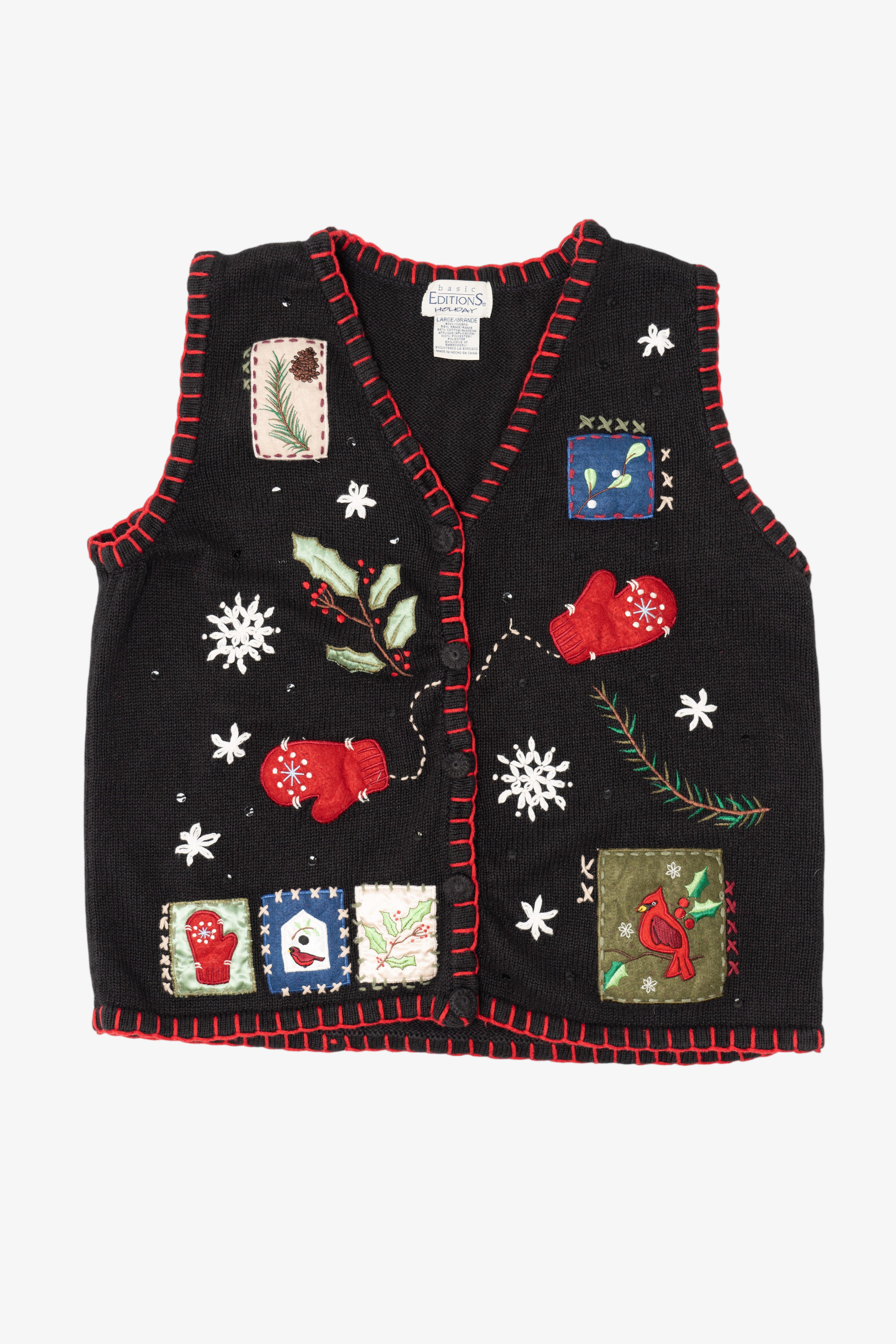 Vintage Black Basic Editions Ugly Christmas Vest (1990s)